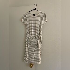 Ann Taylor White Striped Wrap Dress
